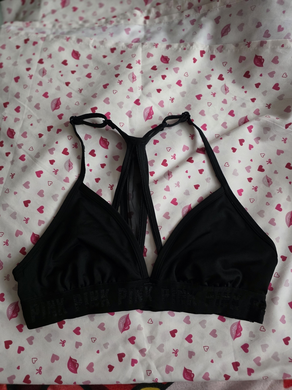 PINK Victoria's Secret Black Triangle Bralette with Strappy Back